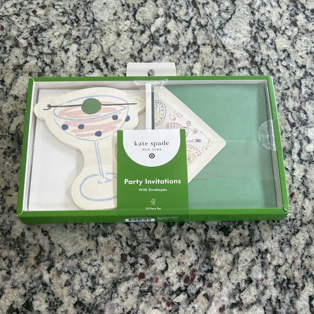 Kate Spade Green and White Party Invitations Set